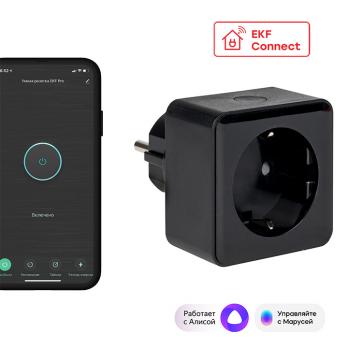 Умная розетка Wi-Fi черная EKF