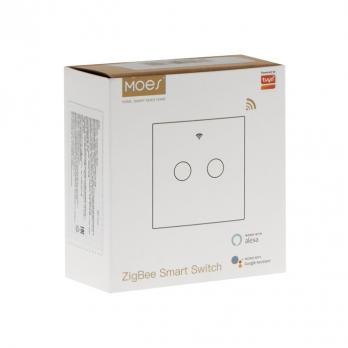 Умный двухклавишный выключатель сенсорный Zigbee Moes