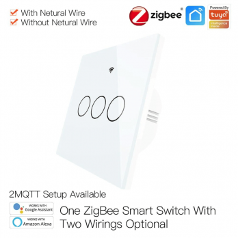 Умный трехклавишный выключатель сенсорный Zigbee Moes