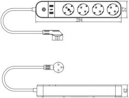 Умный сетевой фильтр WiFi 4евро + 2USB + Type-C Uniel