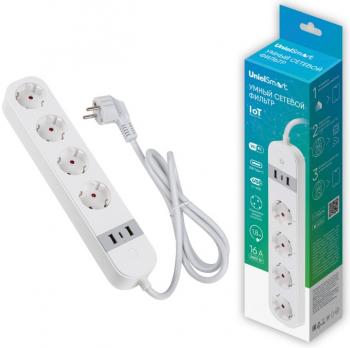 Умный сетевой фильтр WiFi 4евро + 2USB + Type-C Uniel