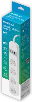 Умный сетевой фильтр WiFi 4евро + 2USB + Type-C Uniel