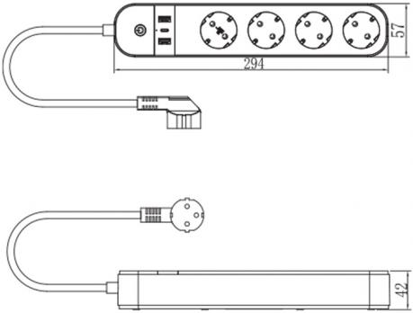 Умный сетевой фильтр WiFi 4евро + 2USB + Type-C Uniel