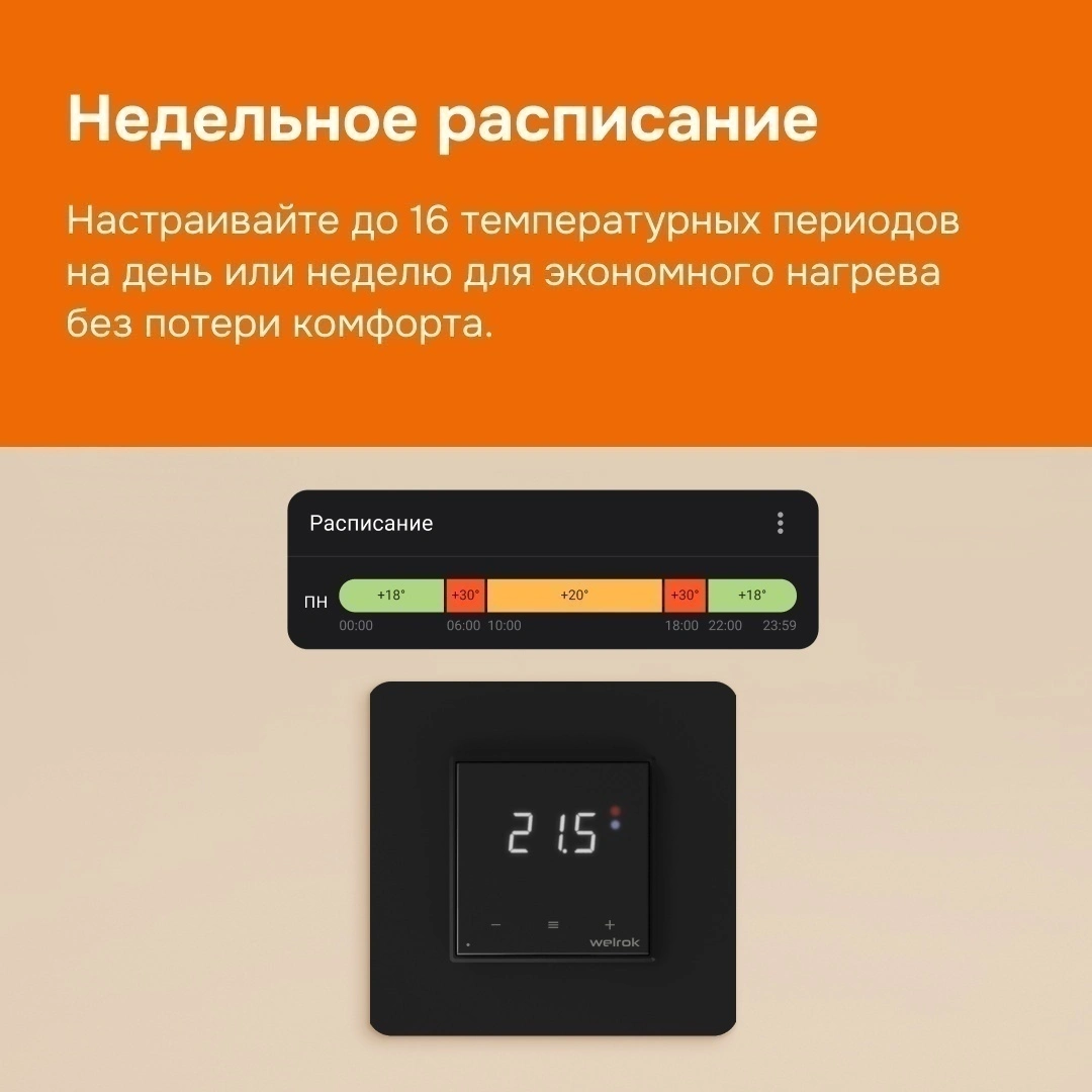 Умный терморегулятор для теплого пола с Wi-Fi сенсорный черный